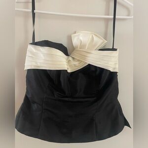 Black and White Strapless Top
